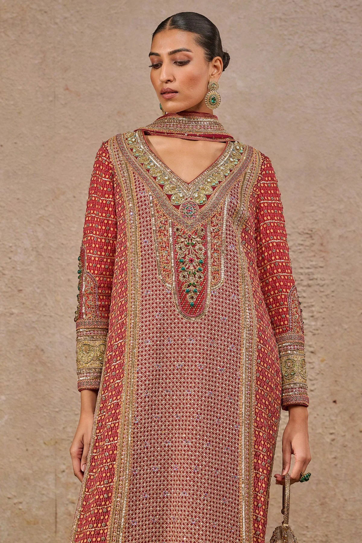 Navratna Bejewelled Kurta Churidar Set - Image 2