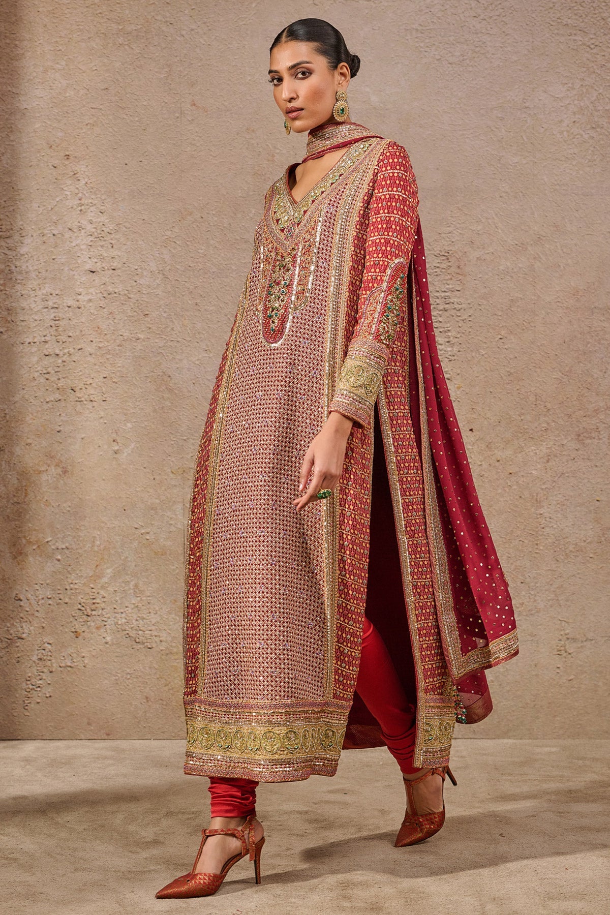 Navratna Bejewelled Kurta Churidar Set - Image 4