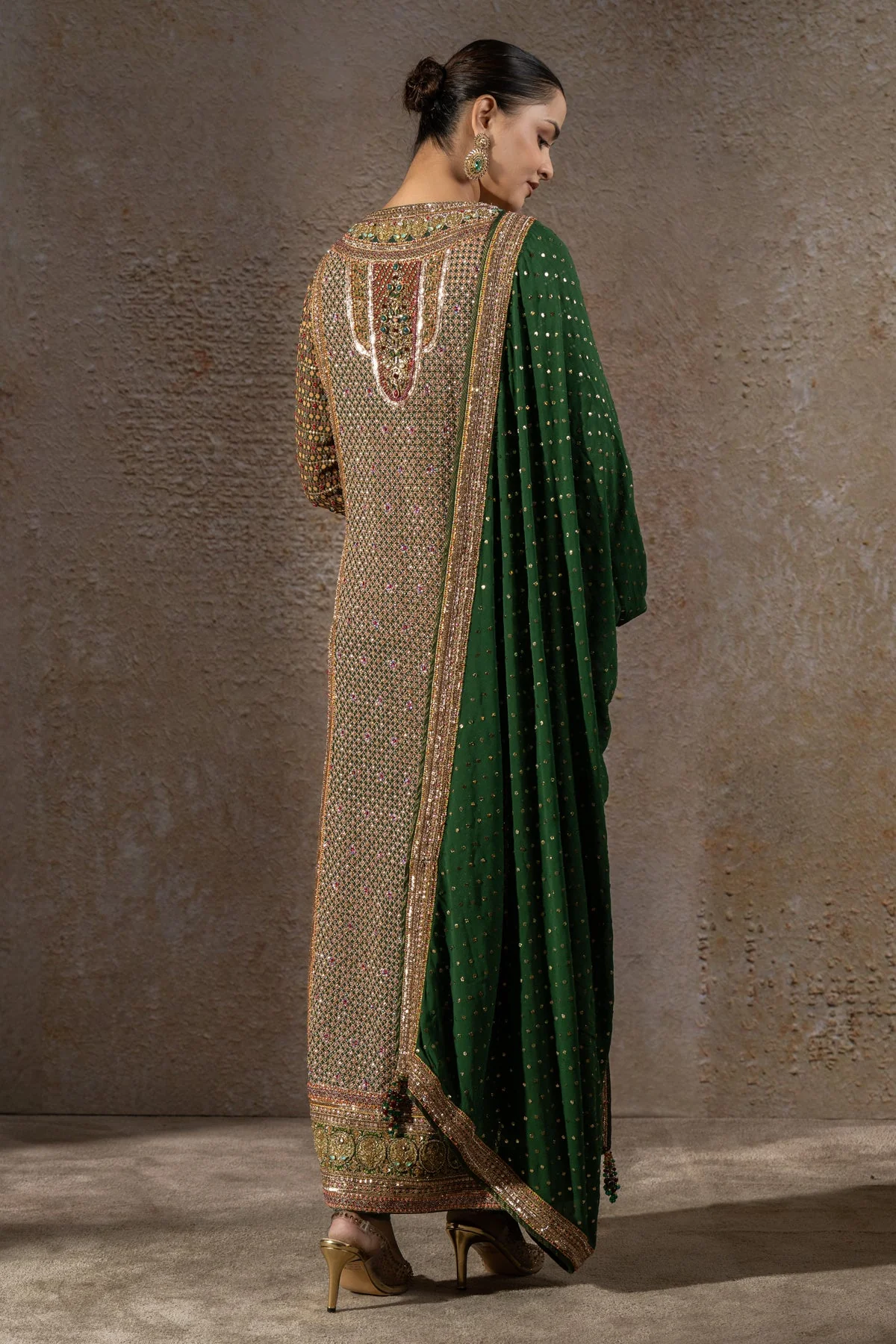 Navratna Bejewelled Kurta Churidar Set - Image 4