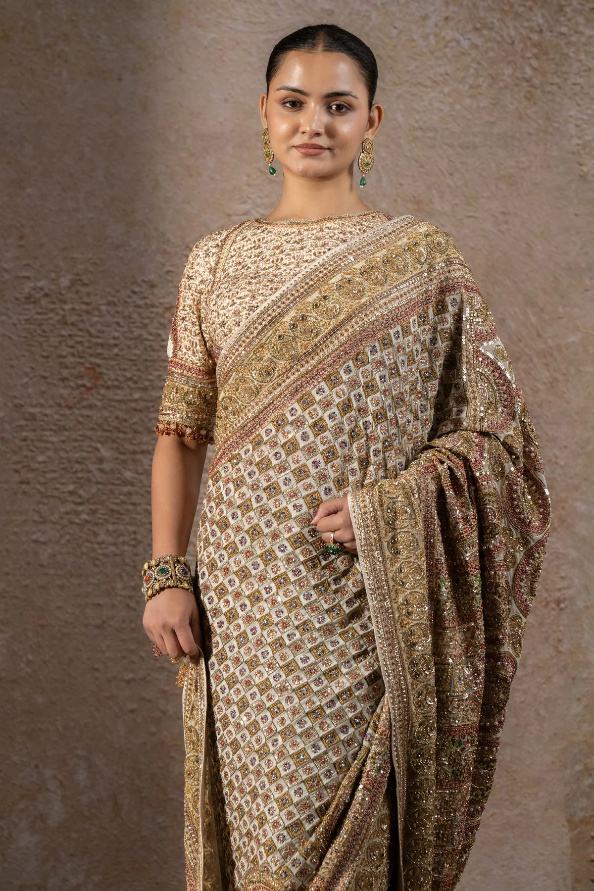 Navratna Bejewelled Saree - Image 3