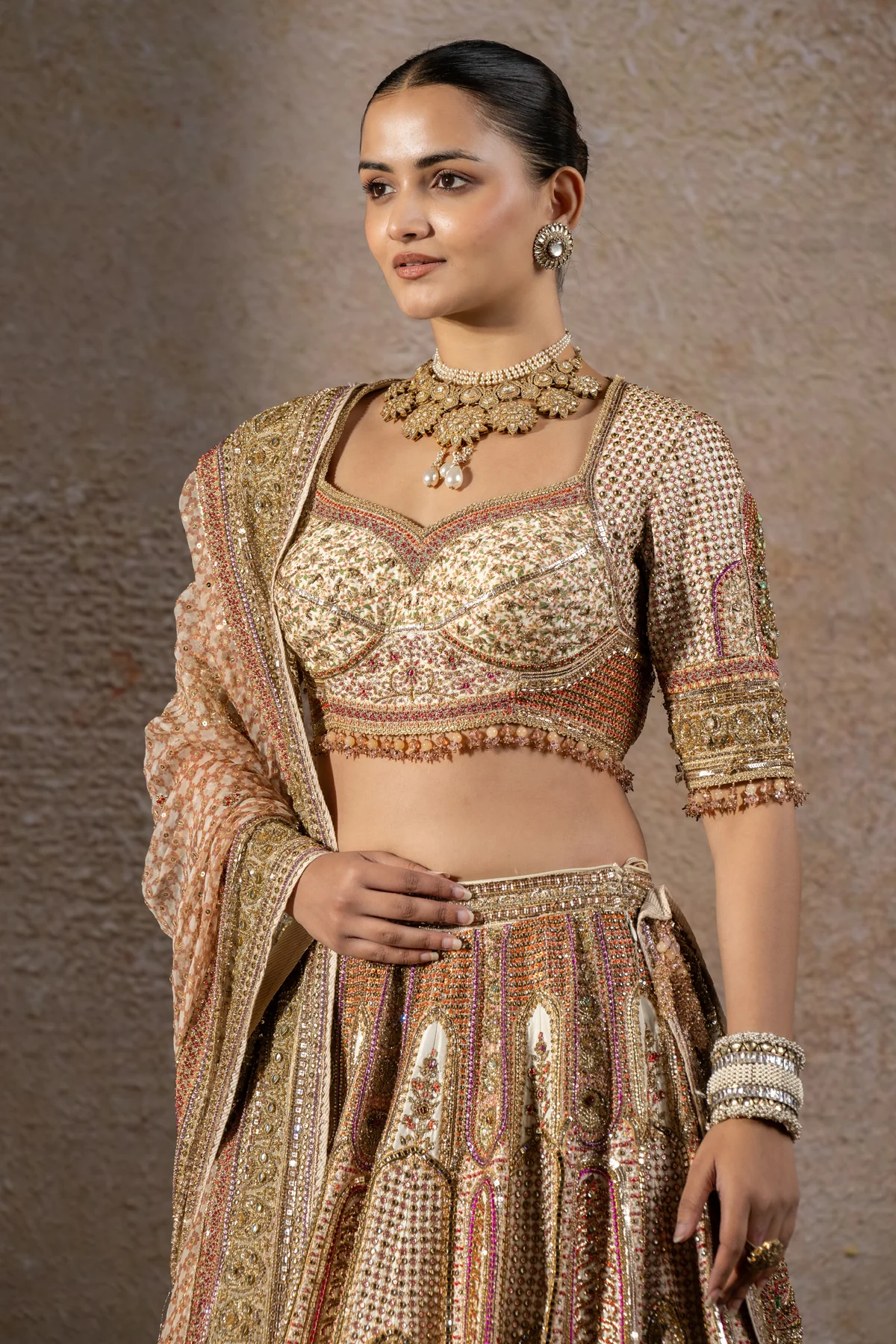 Navratna Bridal Lehenga - Image 3