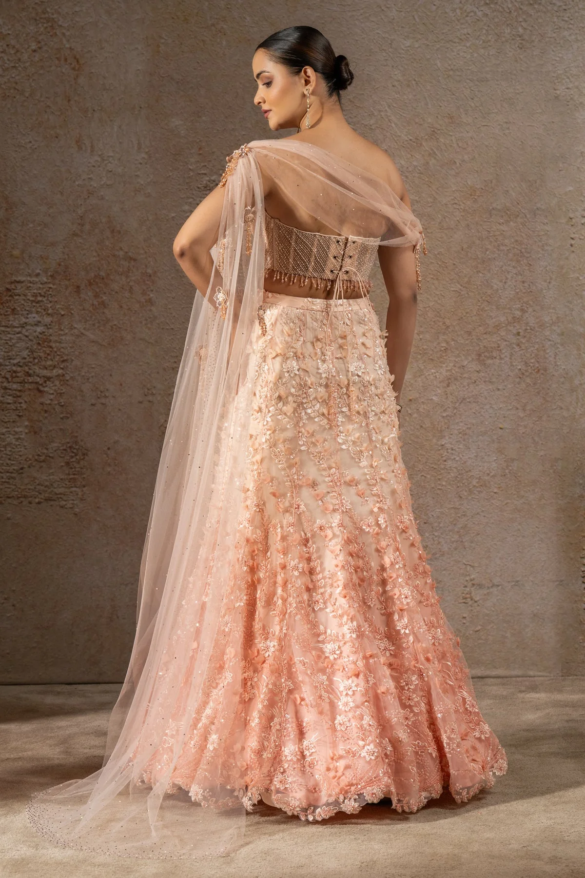 Pearl Embroidered Lehenga Saree - Image 5