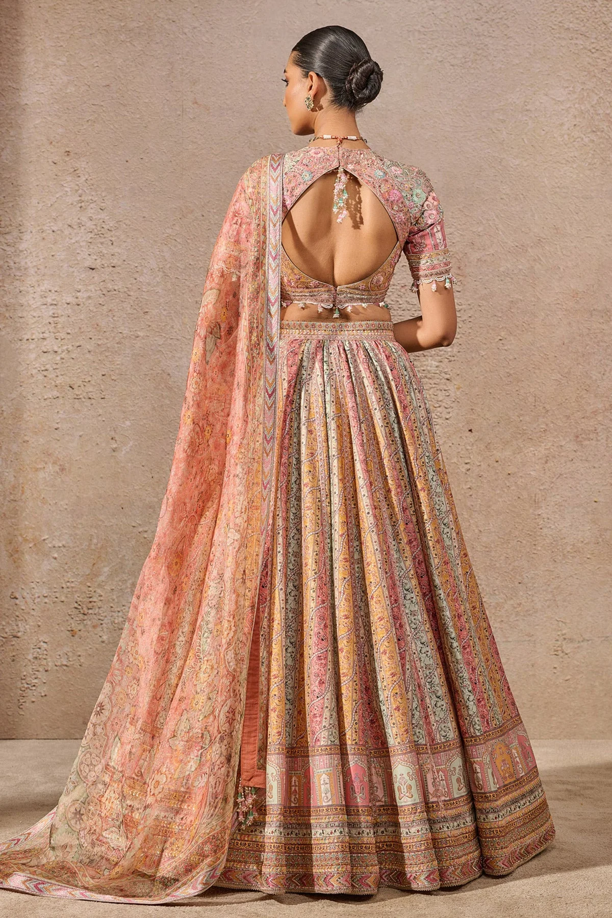 Printed Abstract Floral Lehenga - Image 3