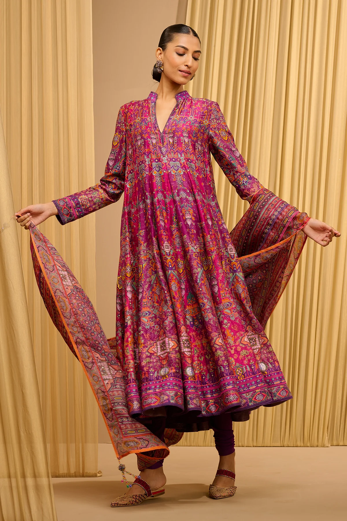 Printed Kalidar Kurta Set - Image 3