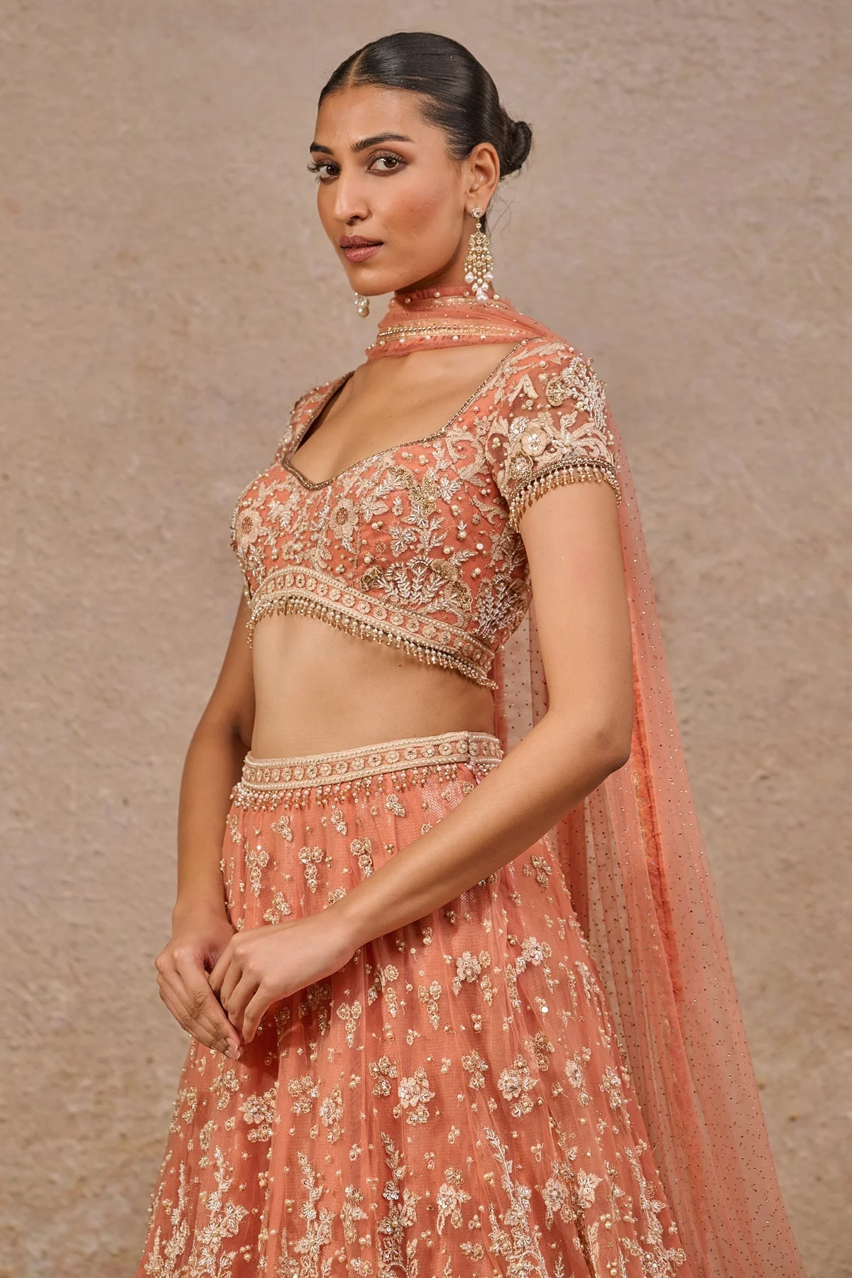 Resham Embroidered Floral Lehenga - Image 3