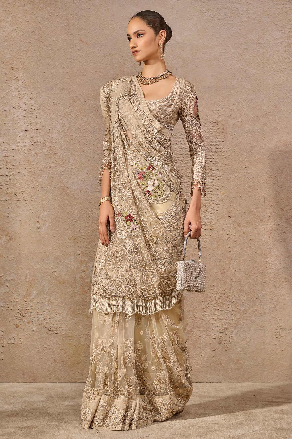 Resham Embroidered Saree - Image 4