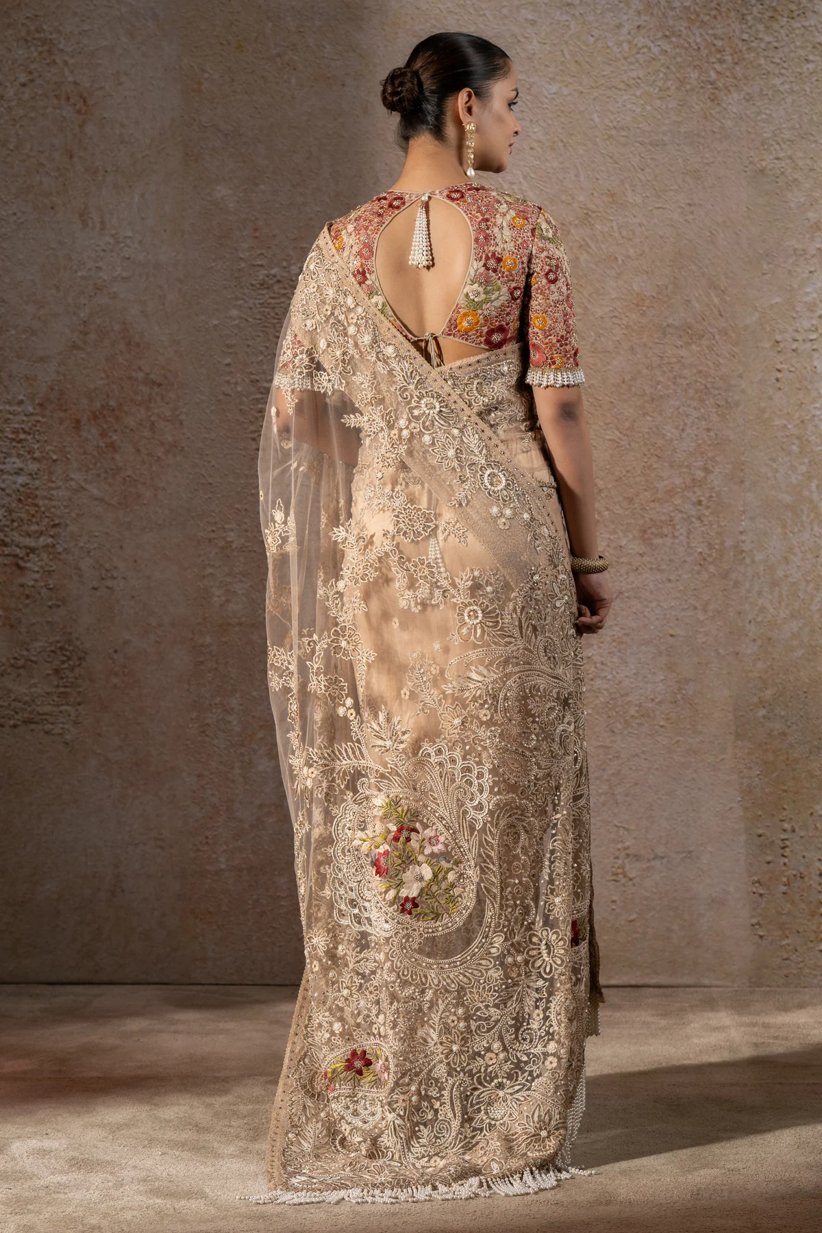 Resham Embroidered Saree - Image 4