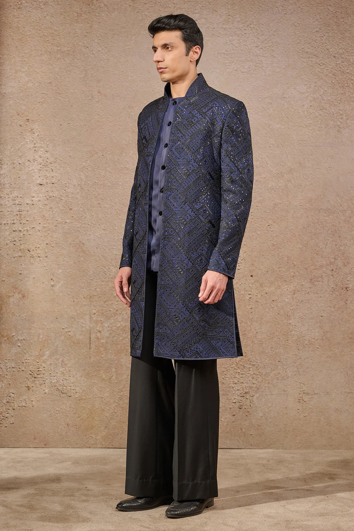 Sequin Embroidered Cocktail Sherwani - Image 2
