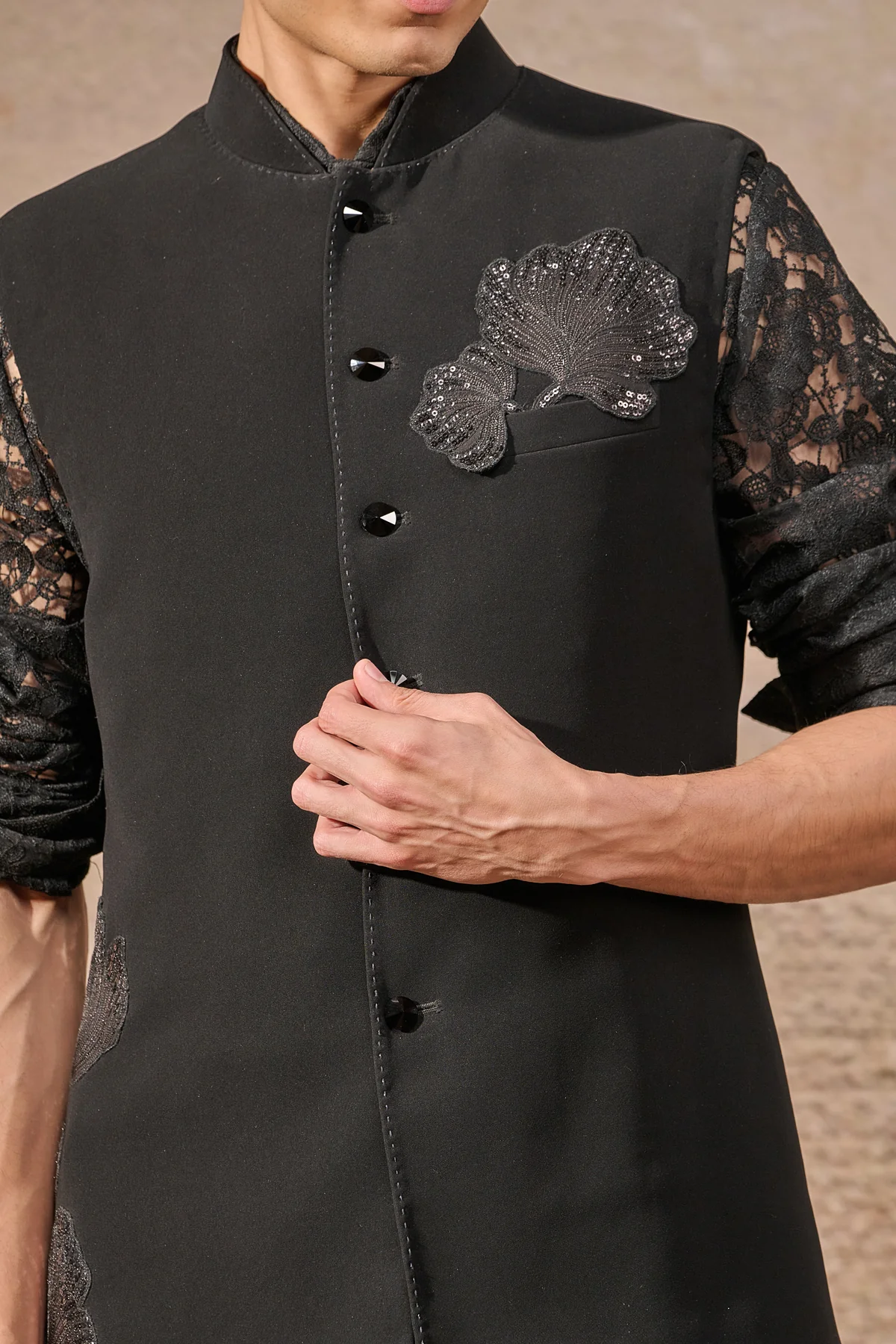 Sequin Embroidered Floral Patchwork Waistcoat - Image 5
