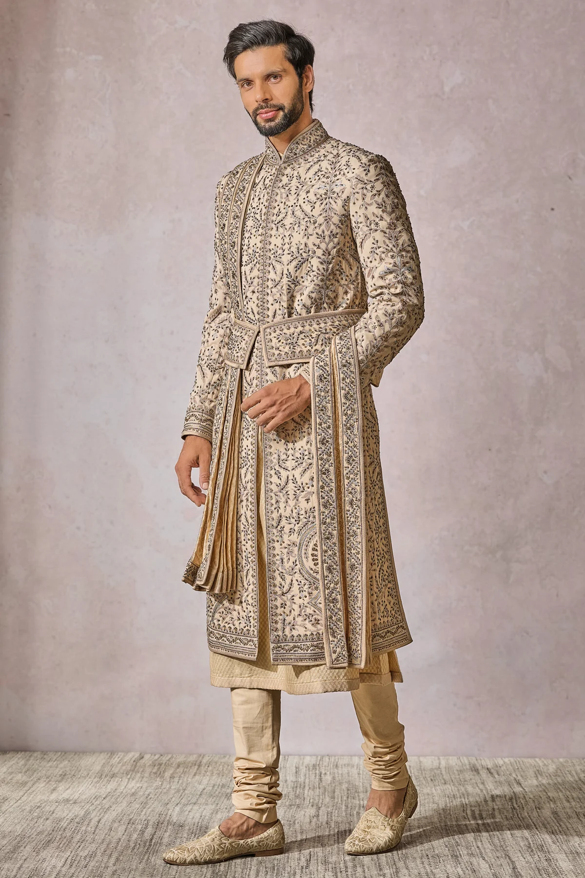 Sherwani Kurta Churidar Stole Kamarbandh Safa Jutti Fabric - Image 3
