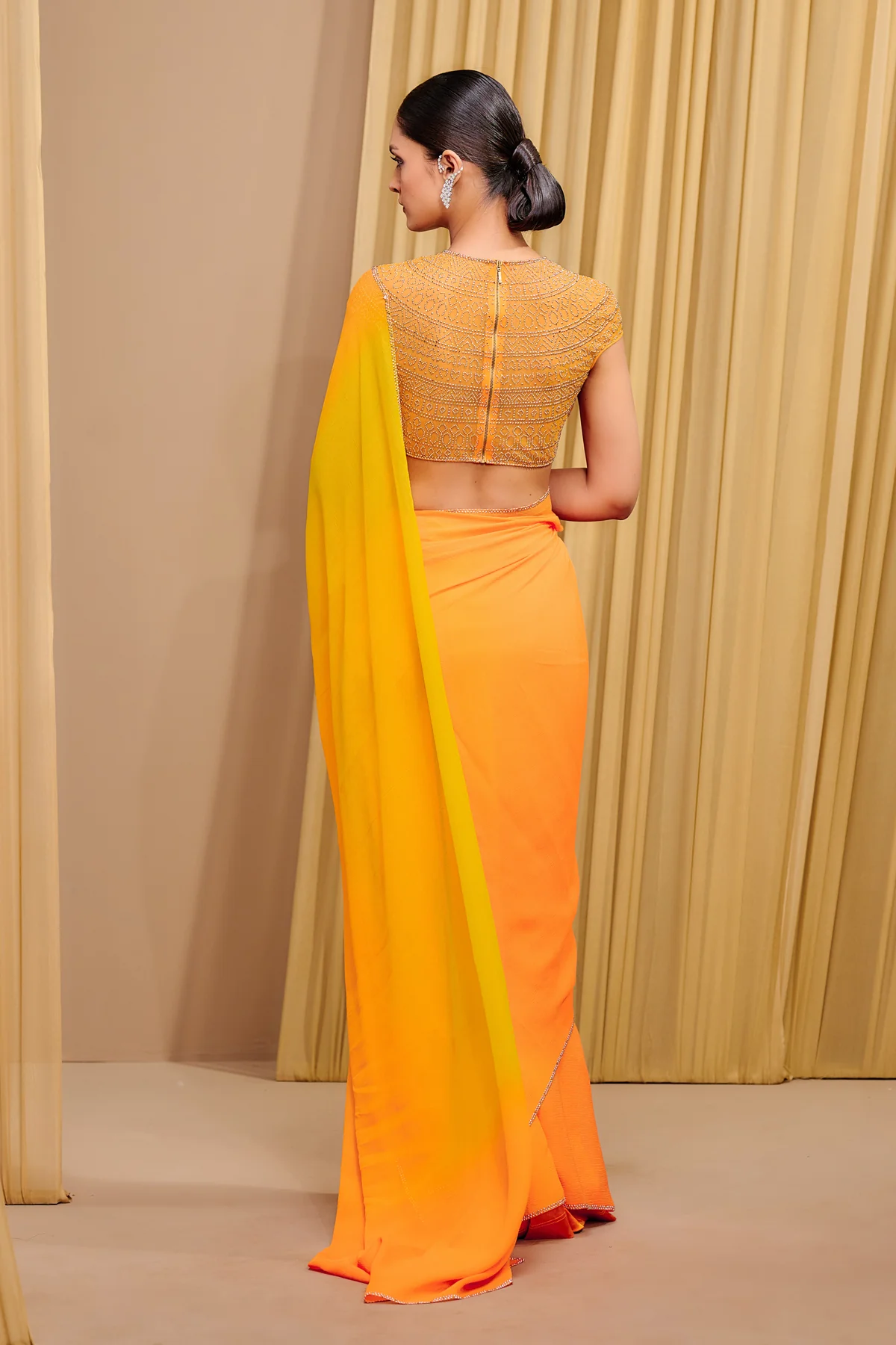 Signature Chiffon Saree And Crystallized Blouse - Image 4