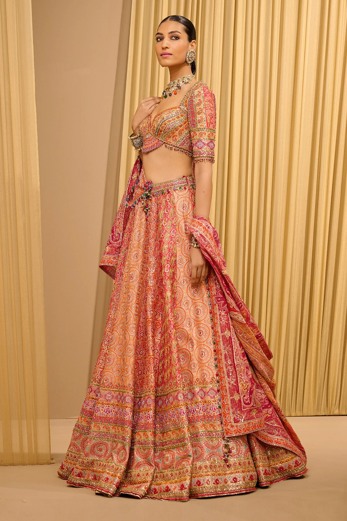 Signature Hand Embroidered Kashida Lehenga - Image 2