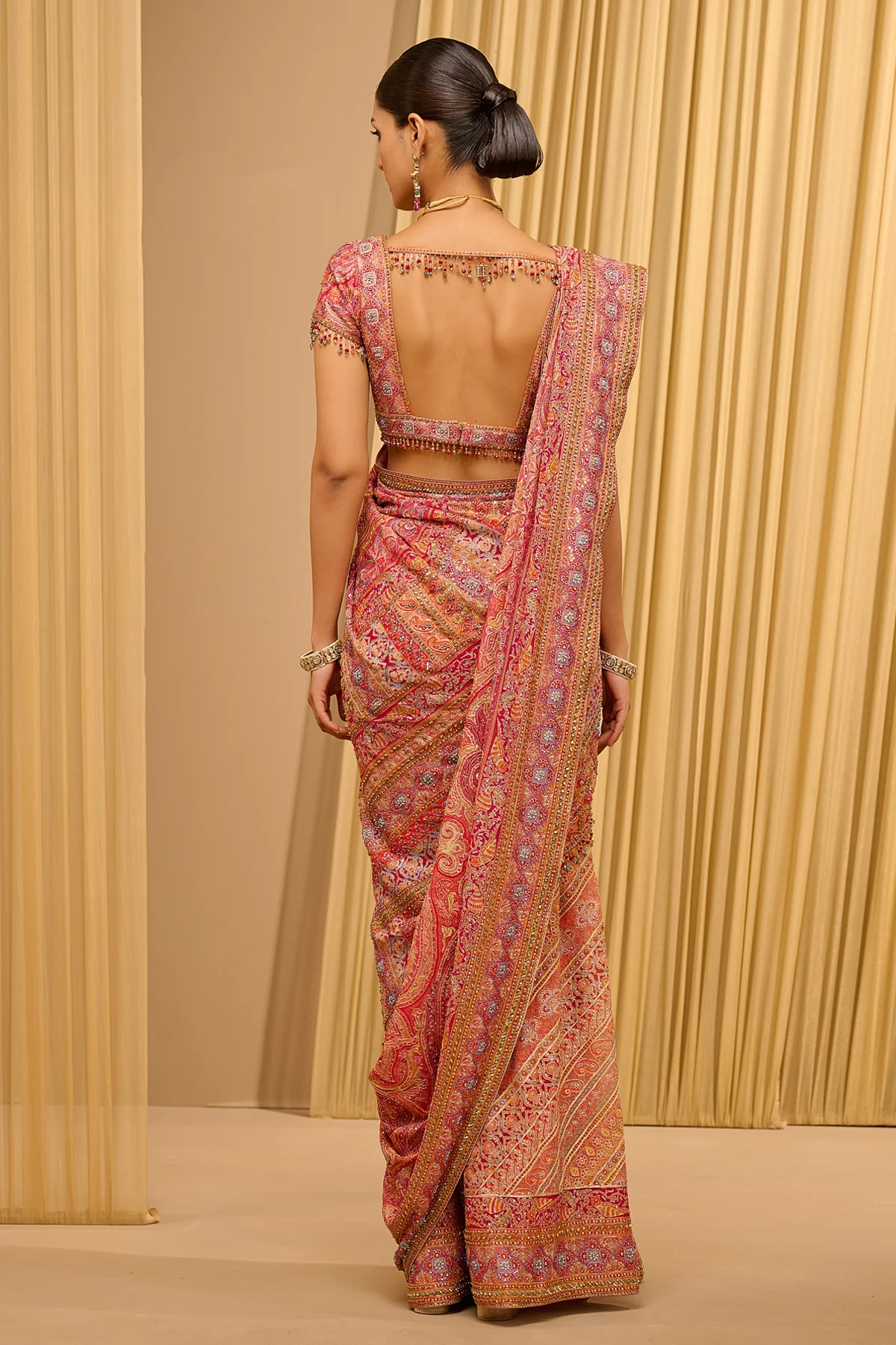 Signature Hand Embroidered Kashida Paisley Saree - Image 4