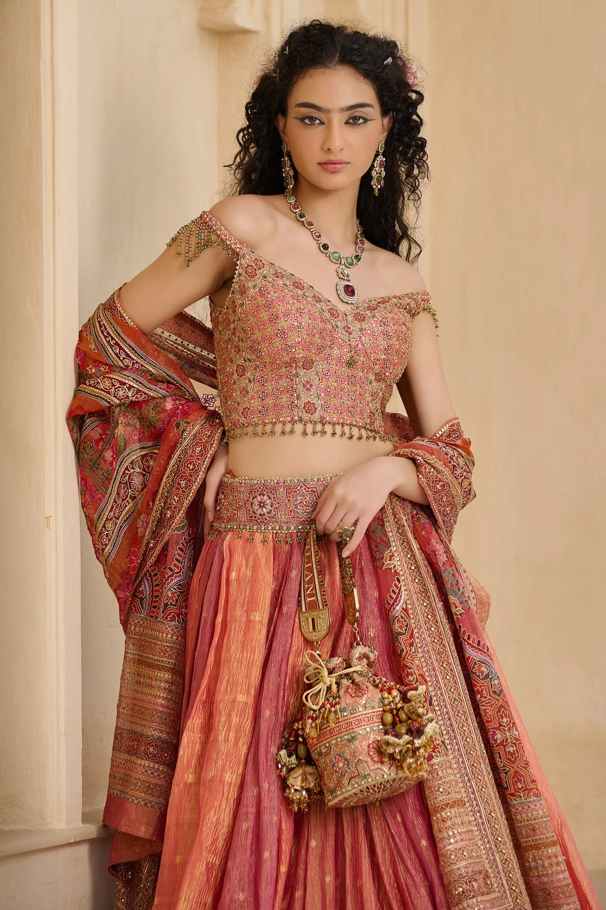 Textile Kashida Embroidered Lehenga - Image 3