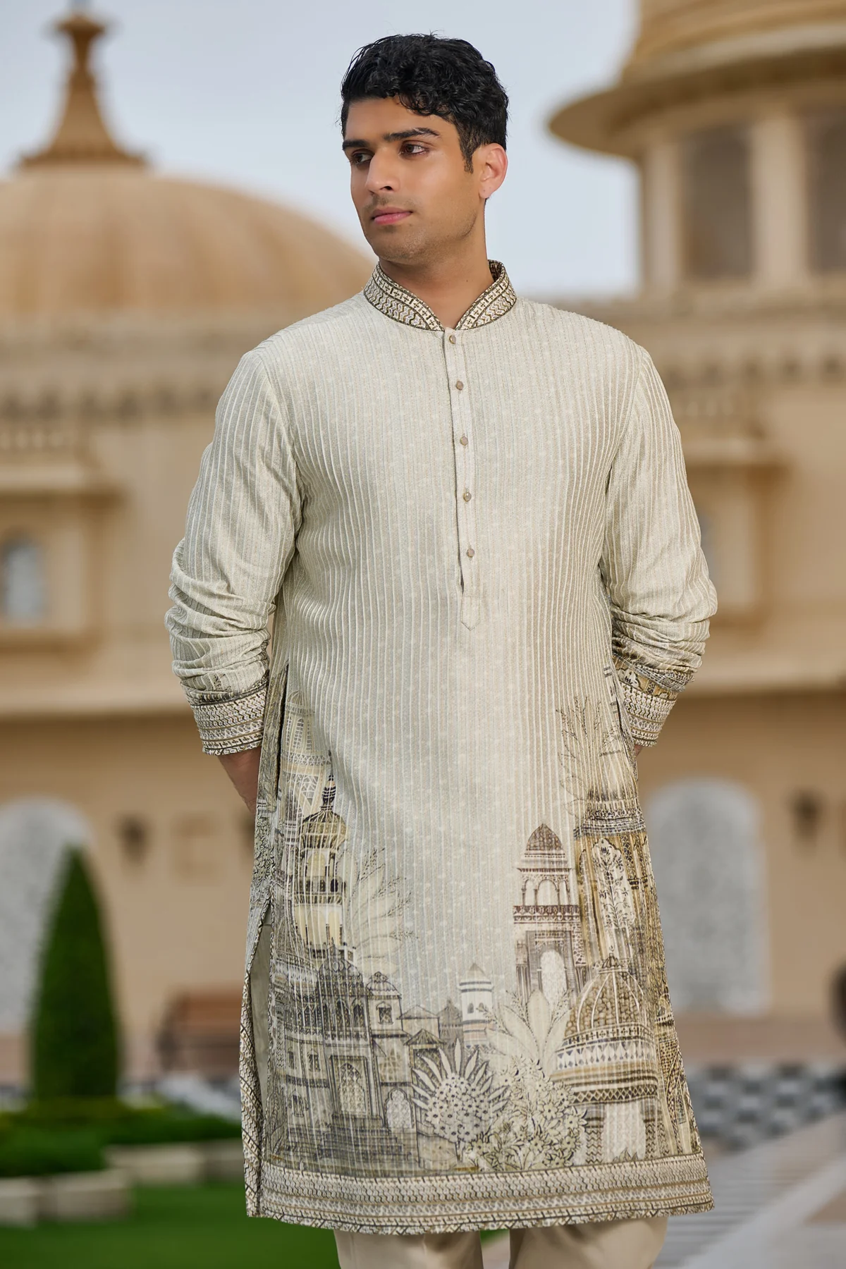 Textured Pichwai Printed Kurta Set - Image 3